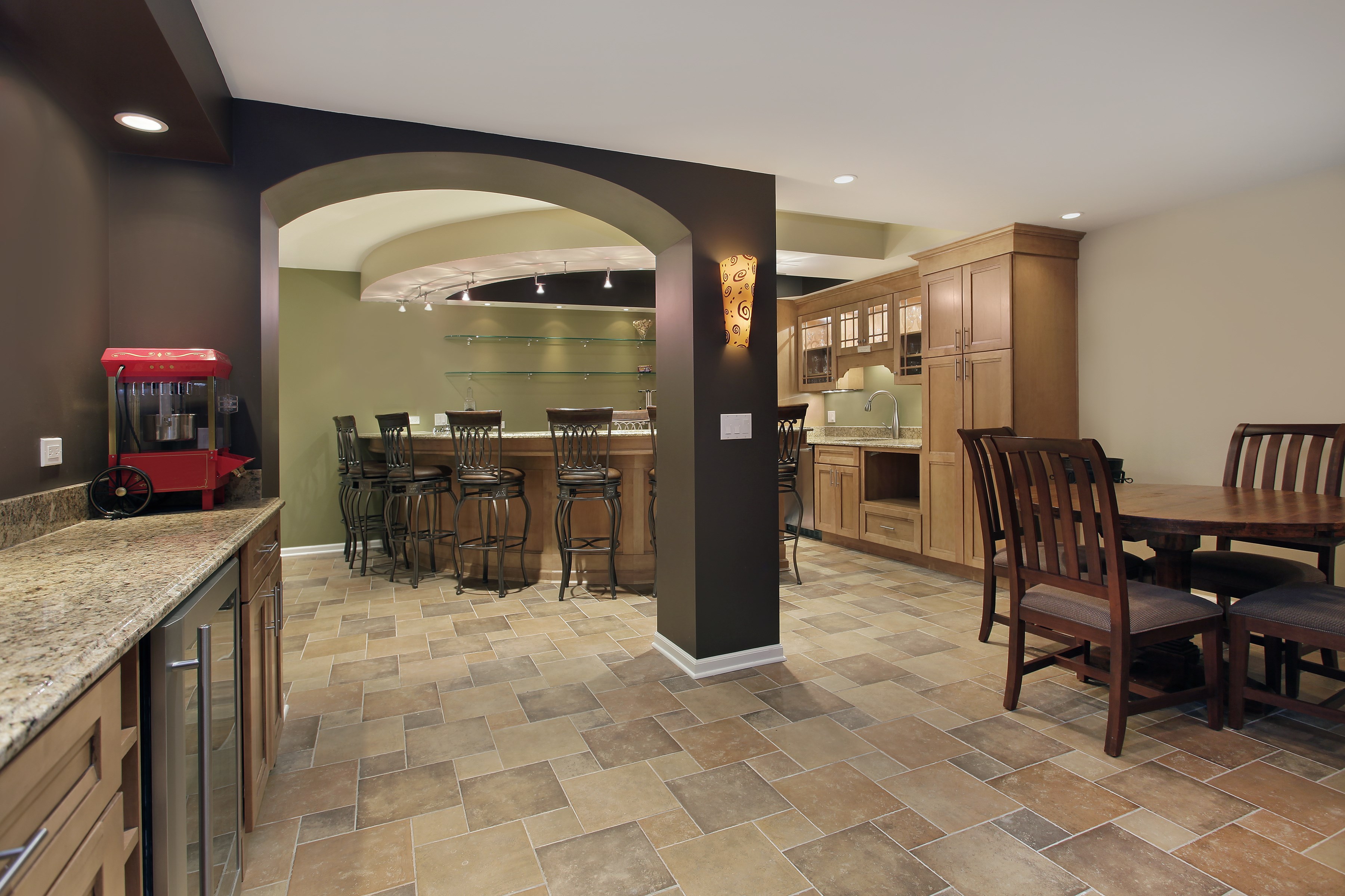 Lower level basement with bar